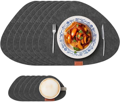Platzset, 12 Stück Tischset Und Tischuntersetzer Aus Filz, Dunkelgrau, rutschfest Und Langlebig, Ideal Für Küche Und Esszimmer