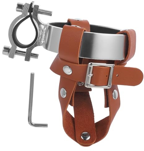 Cabilock Retro Fahrrad Flaschenhalter PU Leder Wasserflaschenhalterung Verstellbar Stabil Leichter Getränkehalter für Rennrad Mountainbike Geeignet