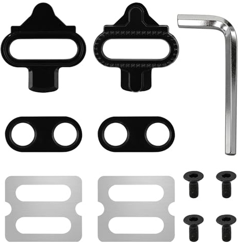 SPD Cleats SH51 Kompatibel mit Shimano - rutschfeste Cleat-Plates aus CrMo-Stahl, 12° Float, inkl. Schrauben & Unterlegscheiben für MTB & Indoor Cycling