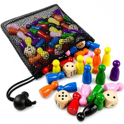 Fyhqwf 80 Pezzi Pedine Gioco Da Tavolo- Personaggi Da Gioco In Legno - Statuette Da Gioco Per Giochi Da Tavolo - Viene Fornito Con Custodia Per Giochi Da Tavolo, Ideale Per Studenti E Famiglie
