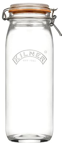 Kilner Clip Top Jar 2.1 Litre (2100 ml) Airtight Glass Storage Jar Tall Round Jar for Pasta Spaghetti Breadsticks Pantry Storage BPA Free Dishwasher Safe
