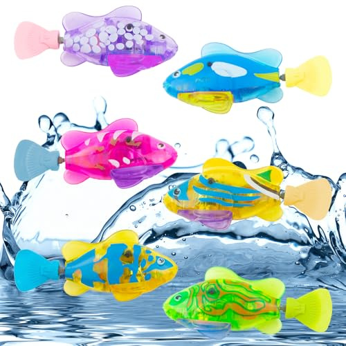 WDKXCN Roboter Fisch Spielzeug, 6 Stück Elektronische Fischs mit Leuchtende, Robo Fische für Kinder, Schwimmender Fisch Badewanne Spielzeug Elektrisch für Kinder Badewanne Robo Fish