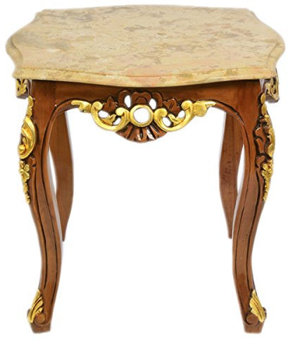 Casa Padrino Barock Beistelltisch Mahagoni mit cremefarbener Marmorplatte 55 x 55 cm x H 55 cm