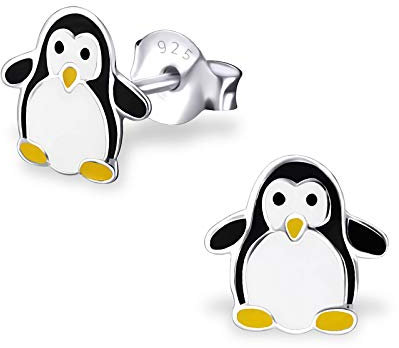 Monkimau Mädchen Ohrringe Pinguin Ohrstecker aus 925 Sterling Silver Silber