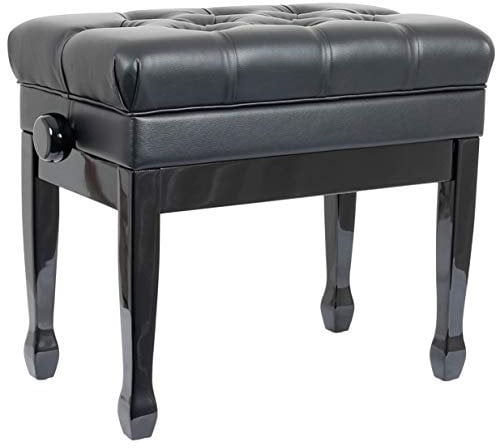 Innox PB 50BK Piano Stool - Height-adjustable - Padded Cushion - Storage Compartment - Black Piano Bench - Keyboard Bench - Wooden - Classic Style