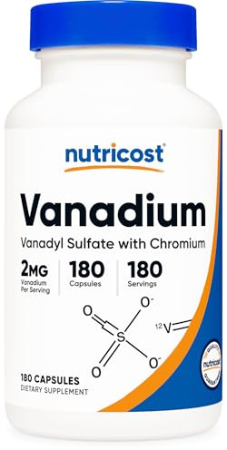Nutricost Vanadium + Chromium 2mg 180 Vegetarian Capsules - Gluten Free, Non-GMO - Vanadium Supplement
