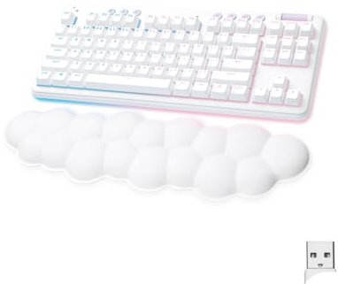 Logitech G715 Wireless Mechanical Gaming Keyboard with LIGHTSYNC RGB Lighting, LIGHTSPEED, Linear Switches (GX Red) and Keyboard Palm Rest, PC and Mac Compatible - White