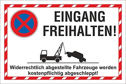 Schild Parkverbot Halteverbot Eingang freihalten 3 mm Alu-Verbund - 300 x 200 mm