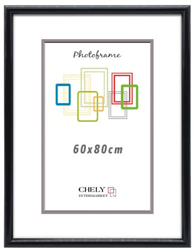 CHELY INTERMARKET MOD312 Marco Fotos PVC Decorativo Moderno 60x80cm Ligero Estilo Minimalista Ideal Certificados Cuadros Decoración Oficina Pared Vertical Color Negro Versátil 1 Unidad