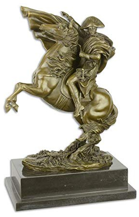 Moritz Bronze Reiterstatue Napoleon Pferd ca. 43,5 cm Deko Statue Bonaparte | Massive Handarbeit, Feldherr auf steigendem Ross, Marmorsockel, imposantes Wohnaccessoire und Sammlerstück
