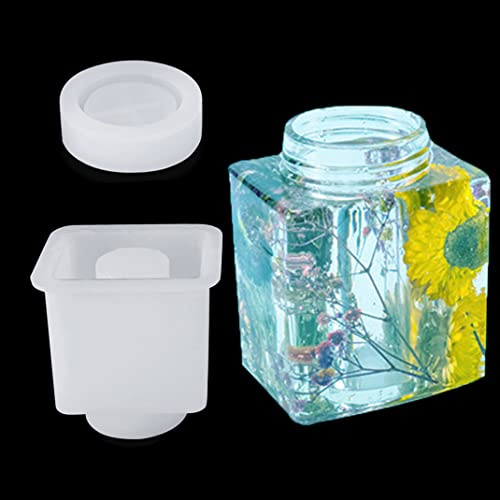 iSuperb Silikonform Epoxidharz Dose Flasche mit Deckel, Resin Formen Gießformen Flaschenbehälter Glas Aufbewahrungsbox Harzformen für DIY Schmuckbehälter Behälter