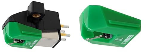 Audio Technica AT-VM95E Dual Moving Magnet Turntable Cartridge (Black/Green) & Audio Technica AT-VMN95E Elliptical Stylus for Use with Cartridge AT-VM95E (Green)
