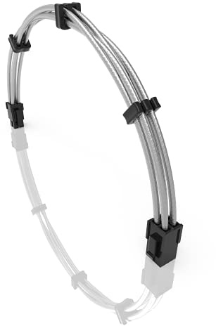 LINKUP - 30cm 4-Poliges CPU-ATX-Motherboard-Netzteil Geflochtene Benutzerdefinierte Mod-PC-Verlängerungskabel mit Kämmen | Einzelpackung | 300mm - Metallic-Silber