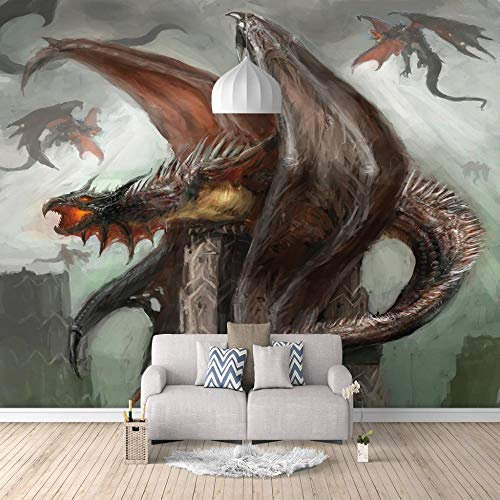 Wandbild, selbstklebende Fototapete, Motiv: antiker Drache, 200 x 140 cm, Dekoration, Poster, modernes Design, für Wohnzimmer, Schlafzimmer