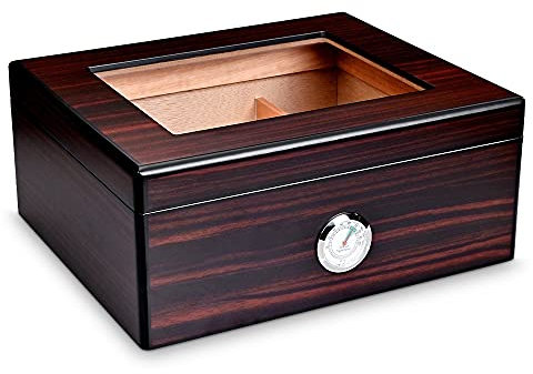 NSGJUYT Zedernholz-Zigarren-Humidor-Box große Unterkunft 50 Zigarren-Desktop-Box
