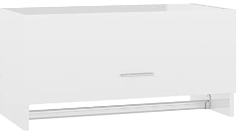 vidaXL Kleiderschrank Kleiderstange Wandgarderobe Schlafzimmer Hängeschrank Wandschrank Garderobenschrank Garderobe Hochglanz-Weiß 70x32,5x35cm Holzwerkstoff