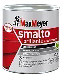 MAXMEYER Smalto a solvente per ferro e legno brillante BIANCO R9010 0,125 L