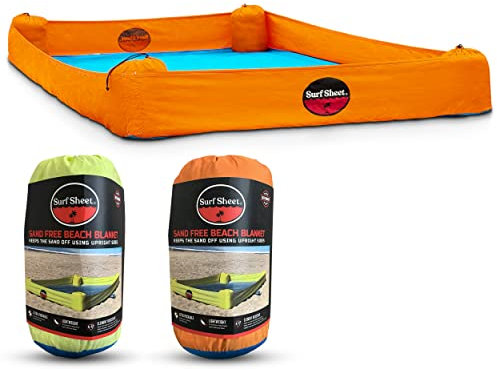 Surf Sheet Sanddichte Stranddecke – Übergroße Picknickdecke für den Außenbereich für Strände und Camping – tragbare Familien-Stranddecke, wasserdicht, sanddicht für Parks, Reisen, Urlaub (Orange)