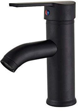 CAPXXIN Grifos Grifo de Cocina de Acero Inoxidable, grifos lacados esmerilados Mezclador de Agua de baño frío y Caliente - Negro G1/2 Alto/Corto (Tamaño : Grande) Needed