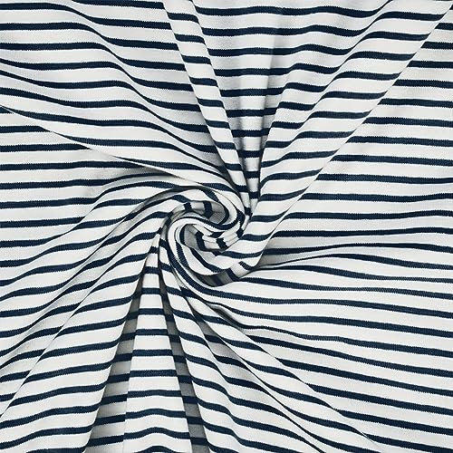 Jersey Stoff Mika, gestreift, 2,5mm und 5mm, marine/weiß (Länge am Stück: ab 50cm / Breite: 150cm)