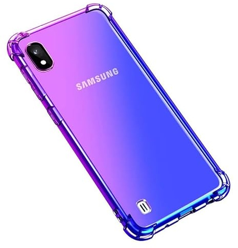 HONLEN Hülle für Samsung Galaxy A10 Case, (6.2 Inches) Transparent Farbverlauf Design TPU Silicone Handyhülle, Verstärkung mit Vier Ecken Cover Blau Lila