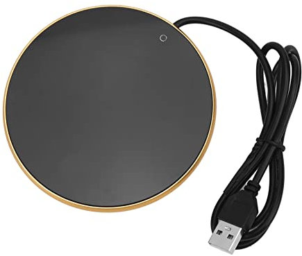 Chauffe-Tasses Portable Chauffe-Boissons Intelligent à Température Constante avec Interrupteur Tactile Intelligent Chauffe-Tasses USB pour Tasses et Verres à Fond Plat Ø10,3 Cm (Or)