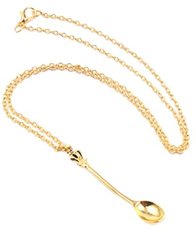 SRVNT Women's Necklaces Boutique Mini Spoon Necklace, Festival Alice in Wonderland Charm Necklacess, for Woman Valentine Fashion/Gold/50Cm C