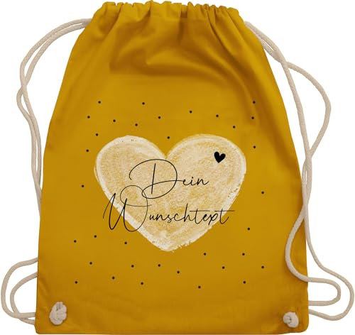 Turnbeutel Rucksack - Aufdruck selbst gestalten - Dein Wunschtext I Geschenk personalisiert Weihnachten I Vatertag I Muttertag I Geburtstag - Unisize - Senfgelb - taschen jga beutel wechselkleidung