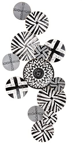 Casablanca modernes Wandrelief XXL aus Metall - Kreis Wanddekoration schwarz weiß Muster - 60 x 132 cm