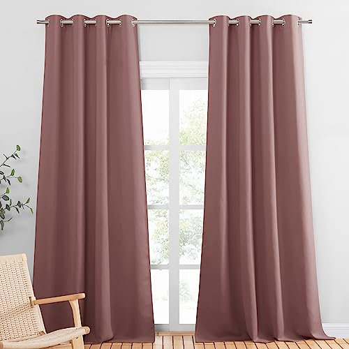 PONY DANCE Tende per Salotto Eleganti - Tende Rosa Selvatica per Bambini Tende Termiche Isolanti per Interni Tenda Oscurante ad Anelli Tende Soggiorno 2 Pezzi L 140 x A 240 cm