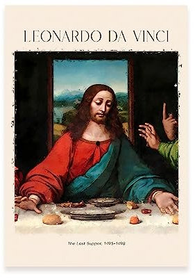 Nacnic Poster Das letzte AbendmahlDekorative Bilder für Ihr Wohnzimmer, Schlafzimmer, Zuhause. Wandkunst-Drucke. Ästhethische Wandabdrücke von Leonardo da Vinci A4 inspiriert