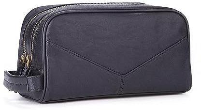 YIORYO Trousse de Toilette en Cuir for Homme - Grande Trousse de Toilette en Cuir for Homme à Suspendre, kit Dopp en Cuir véritable for Homme Trousse de Rasage en Cuir for Voyage