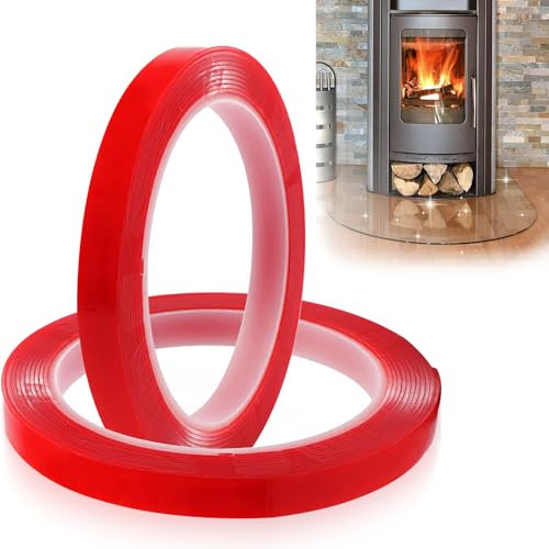 2 Pezzi Guarnizione in Silicone per Piastra in Vetro Nastro Biadesivo Extra Forte Biadesivo Sottile Striscia Sigillante in Silicone per Piatto Vetro Camino Guarnizione Evitare la Polvere-6 mm×1,5 mm