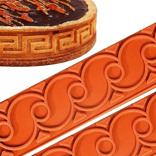 Foralco Decorazioni Torta Compleanno in Silicone – Stampi in Silicone, Strisce Decorative per Crostata, Pan di Spagna o Biscuit - Dolci, Attrezzi Cucina, Set 2 Strisce 53x3 (Fregio)