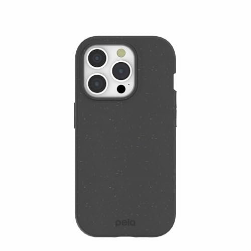 Pela Schutzhülle für iPhone 15, umweltfreundlich, kompatibel mit iPhone 15 Pro, Schwarz