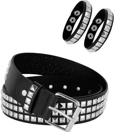 Manfnee Punk Leder Gürtel Nietengürtel Damen und Herren kunstleder Punk Armband Hip Hop Gothic Rock Gürtel