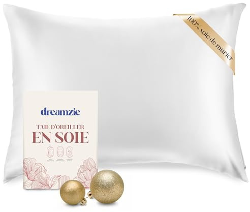 Dreamzie - Seidenkissenbezug 40x80cm - 100% Seide - Weiß | Oeko-Tex zertifiziert · mit Reißverschluss · Kissenbezug Seide · 100% Maulbeerseide · 19 Momme · für Haare & Haut