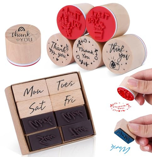Holzstempel Danke Stempelset 14Stk Motivstempel Muster Handmade Stempel Vintage Holz Stempel Hochzeit Für Scrapbooking Kartenherstellung Kunsthandwerk Geschenkpapier Deko
