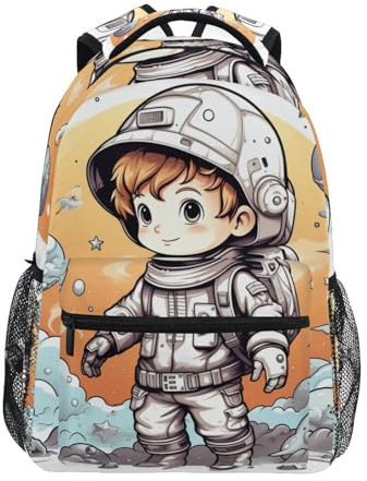 Linnyio Lustiges Aquarell Astro Mädchen Jungen Schulrucksack - Verstellbare & Bequeme Tragegurte, Geräumig mit Mehreren Taschen für Schule Studententaschen
