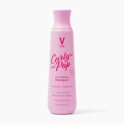 V&Co. Curly Pop Curl Defining Shampoo – Sulfate Free & Paraben Free Moisturizing Hair Care with Peptides, Amino Acids & Jojoba Oil for Hydration, Frizz Control & Healthy Curls – 12 fl oz