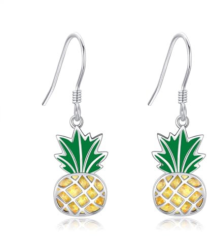 DAYLINLOVE Ananas Ohrringe 925 Sterling Silber Ananas Hängende Ohrringe Ananas Schmuck Geschenk für Frauen Mütter Mädchen