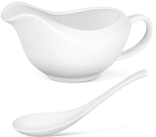 Amosfun Beautiful Sauce Boat Gravy Bowl Serving Dishes Sauce Cup for Condiments Milk Unique Spout Design