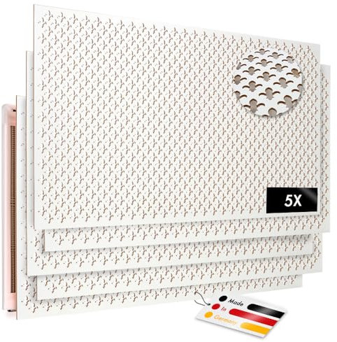 PEGBOARD - PARIS Lochwand 122 x 61 x 0,3 cm MDF Holzplatte weiß lackiert - Deutsches Produkt - Heizkörperverkleidung, Türfüllung, Paravent oder Lüftungsgitter - Dekorative Lochplatte [Maxipack]