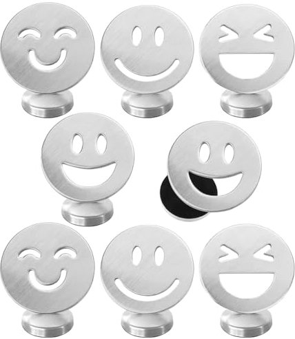 Augesak 8 Stück Tischdeckenbeschwerer Magnet Smiley, Gardinenbeschwerer für Draußen, Tischdecken Gewichte Edelstahl Extra Schwer für Gardinen Duschvorhang Whiteboard Kühlschrank