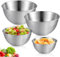 SUNOYA Cuenco de acero inoxidable, 4 cuencos para mezclar, ensaladeras de 0,8 L/1,2 L/1,5 L, cuenco de metal, cuenco de acero inoxidable con escala para mezclar ensalada de frutas, arroz y pasta