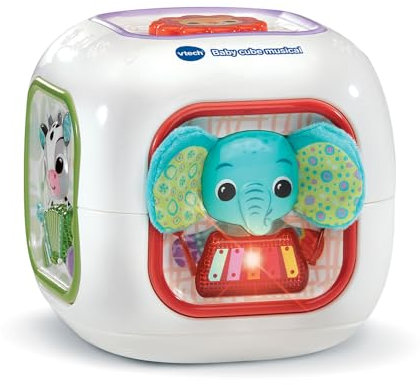 VTech - Baby Cube Musical, Cube d’Éveil Bébé Interactif et Musical, Animaux Musiciens, Instruments, Musique Classique et Comptines, Jeu de Motricité Fine, Cadeau Bébé Dès 6 Mois - Contenu en Français