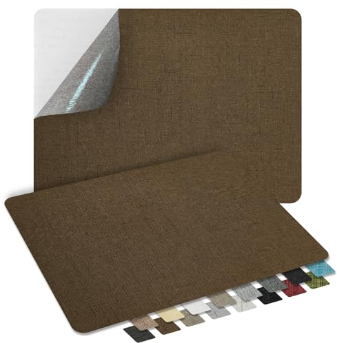 ZESION 2Pcs Self-Adhesive Linen Fabric Patches, Quick Repair for Sofas, Tents, Car Seats/8 x 13, Dark Coffee Color