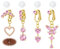 AVYRING 4 Pièces Bijoux de Piercing Nombril Faux, Clips Dorés pour Femmes, en Acier Chirurgical 316L, avec Cœur, Papillon et Cristal CZ Rose