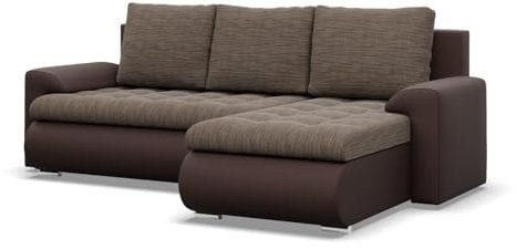 Mebligo - Ecksofa mit Schlaffunktion und 2 Bettkasten Braun + Braun 230x89x159 (BxHxT) FORESTA - Rechts Eckcouch, Sofas & Couches, Couch L Form, Cauchsofa, Sofa Wohnzimmer