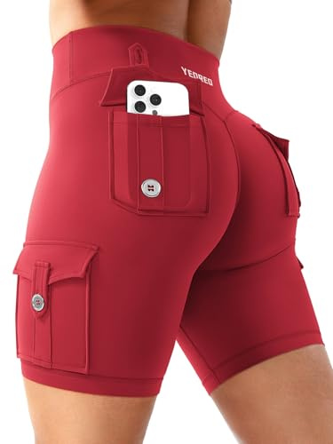YEOREO CoreFlex Radlerhose Damen mit 4 Taschen 8 Damen Scrunch Sport Short | Hoch Taille, Nahtlose, Booty Lifting, Blickdicht, Für Yoga, Fitness, Gym, Sport, Workout, Kurze Legging